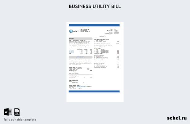 цифровая загрузка счета за телекоммуникационные услуги Texas AT&T, шаблон стра 1